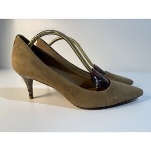 COACH Suede Heels Snakeskin Embossed Pointed Toe Pump Women’s US 6.5B